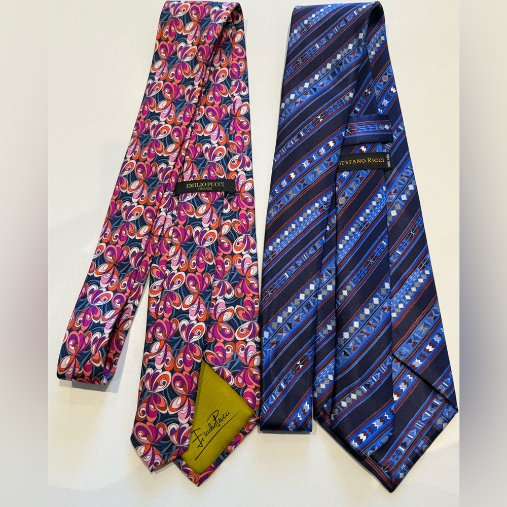 EMILIO PUCCI Vibrant Pink tie and Blue/Purple STEFANO RICCI Men's Tie
